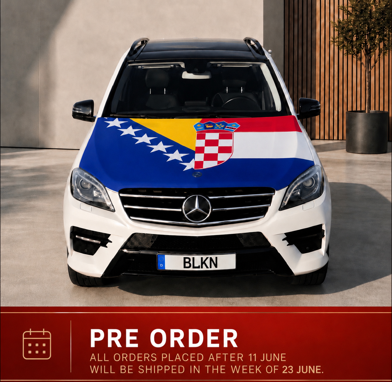 BLKN ® Bosnia & Croatia Car Hood Flag