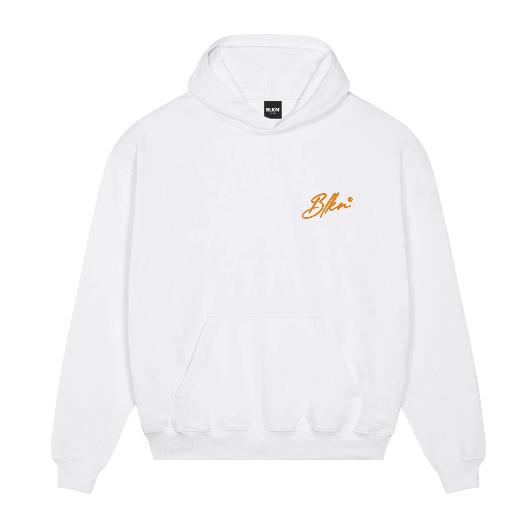 Signature Front Hoodie White Oranje
