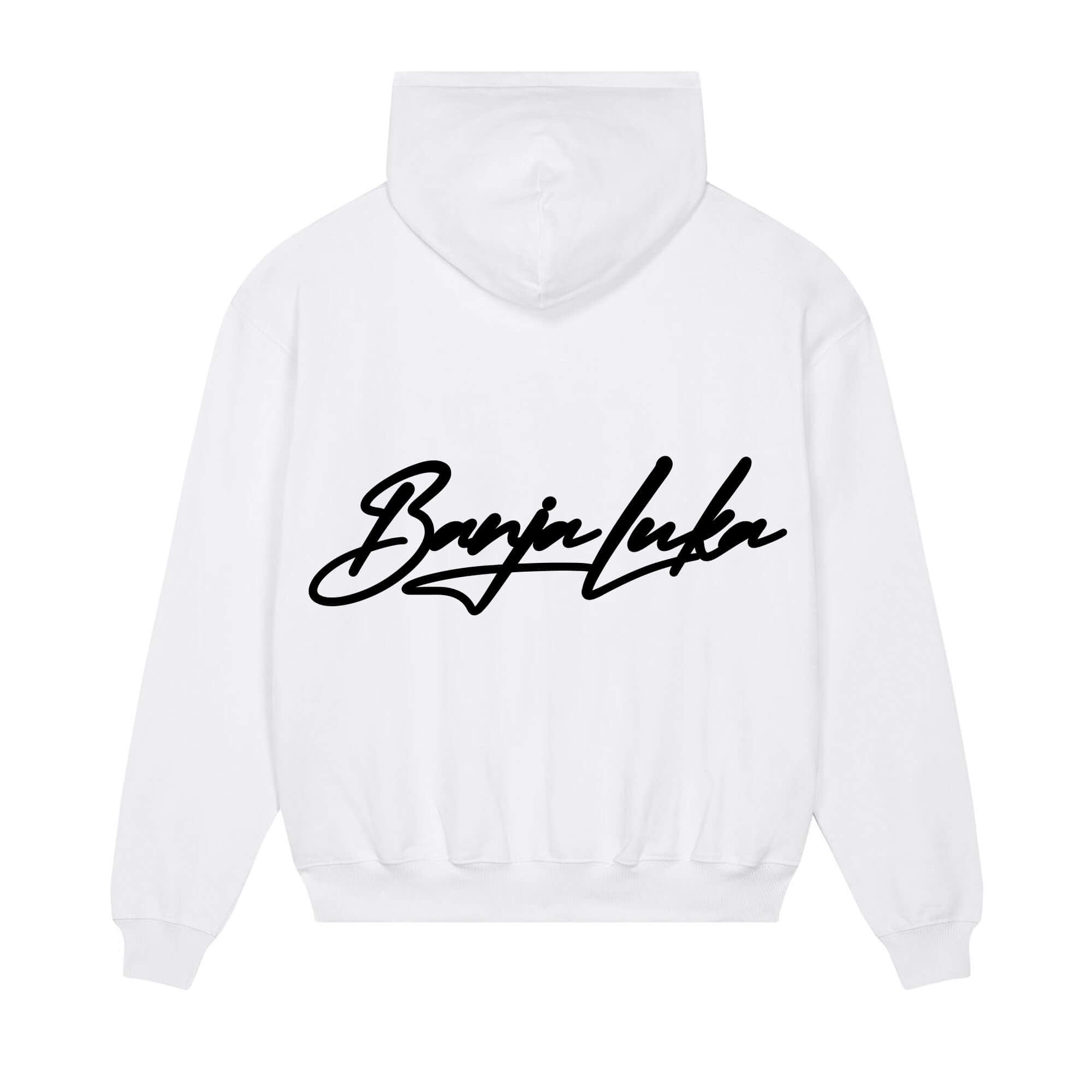 Signature back Hoodie White BanjaLuka black