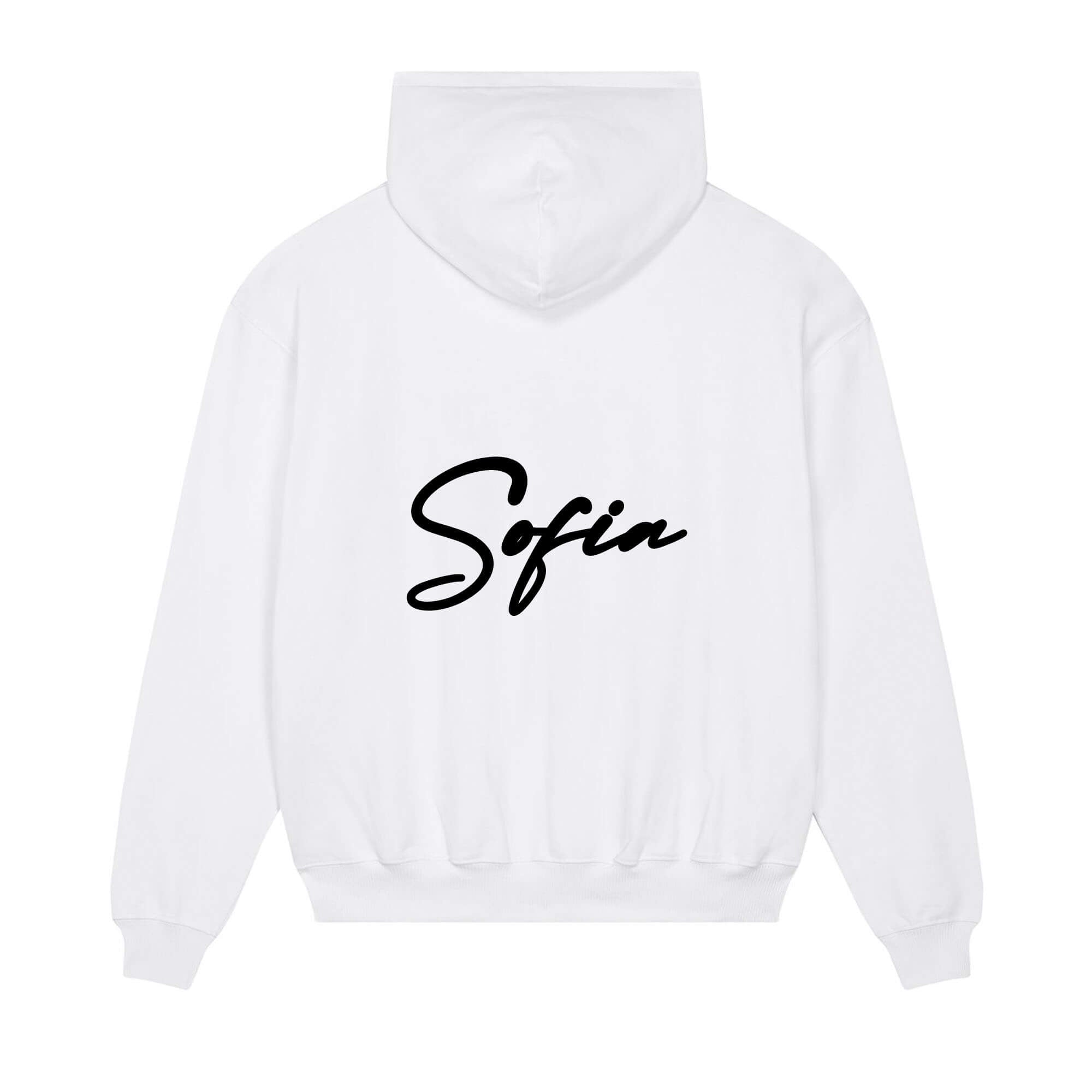 Signature back Hoodie White Sofia Black