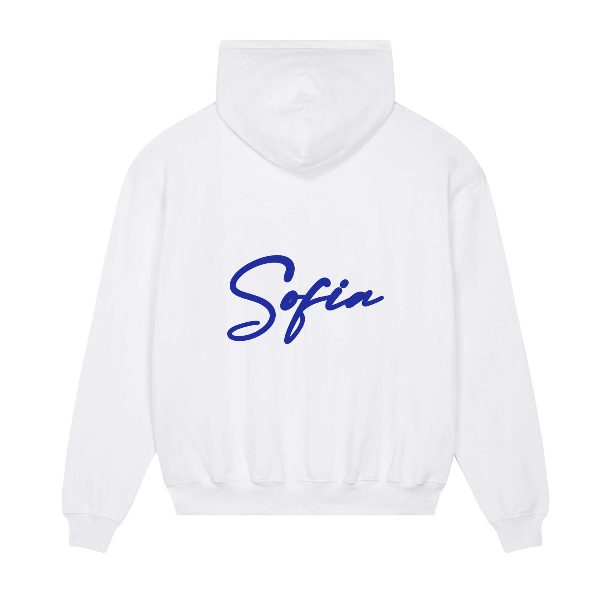 Signature back Hoodie White Sofia Blue