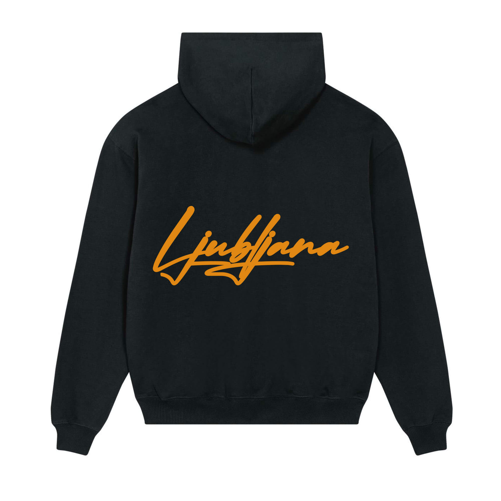 Signature back Hoodie black Ljubljana orange