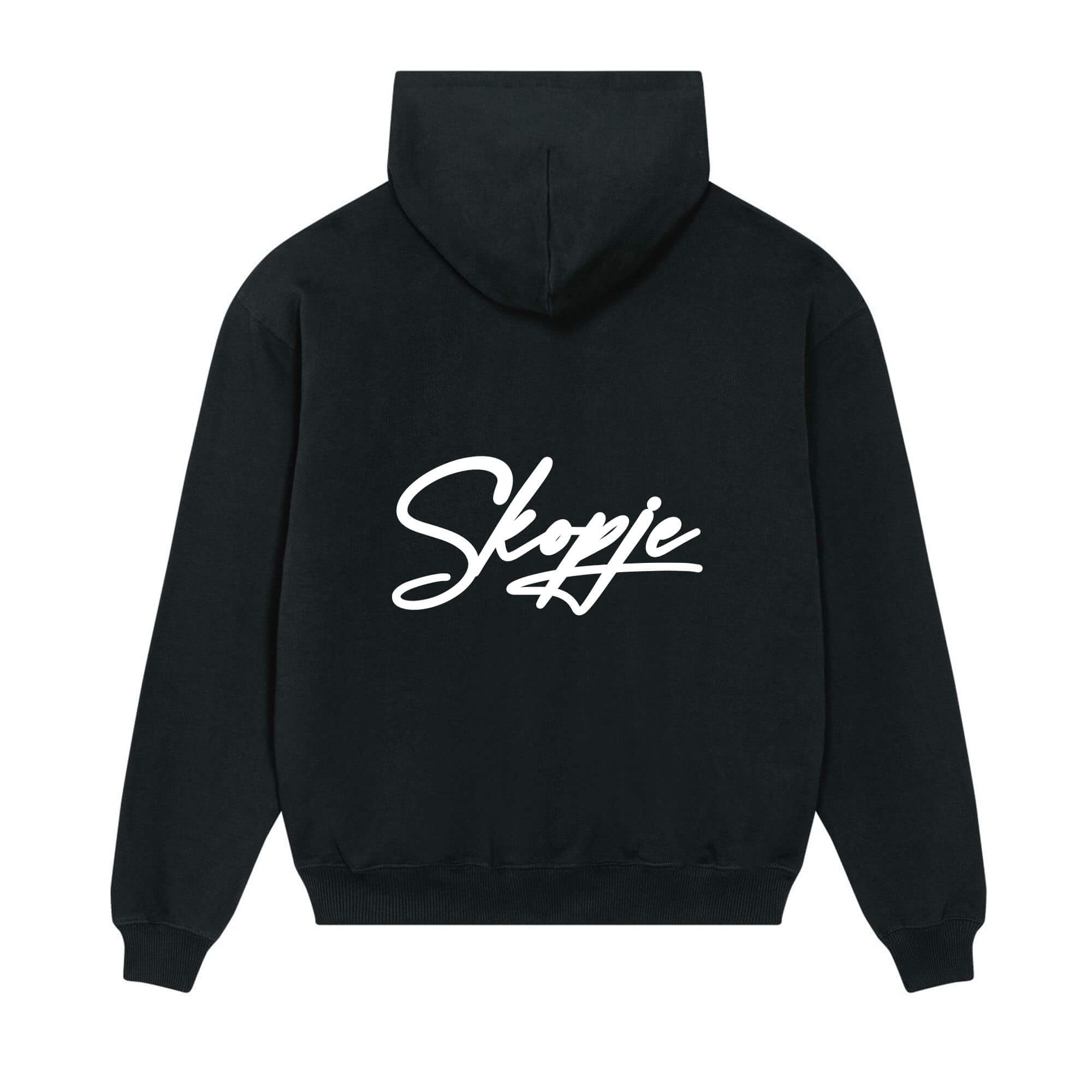Signature back Hoodie black Skopje white