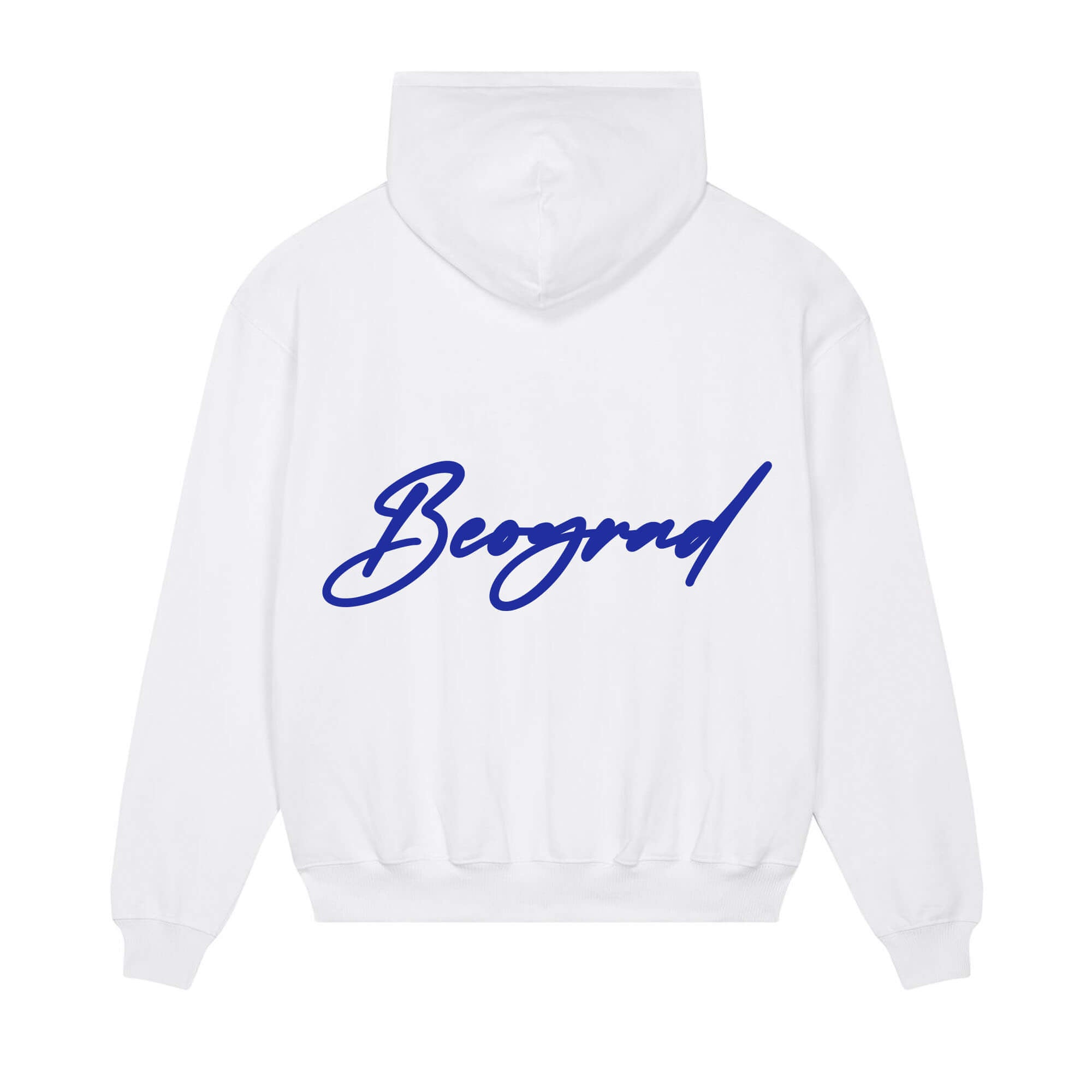 Signature back Hoodie white Beograd blue