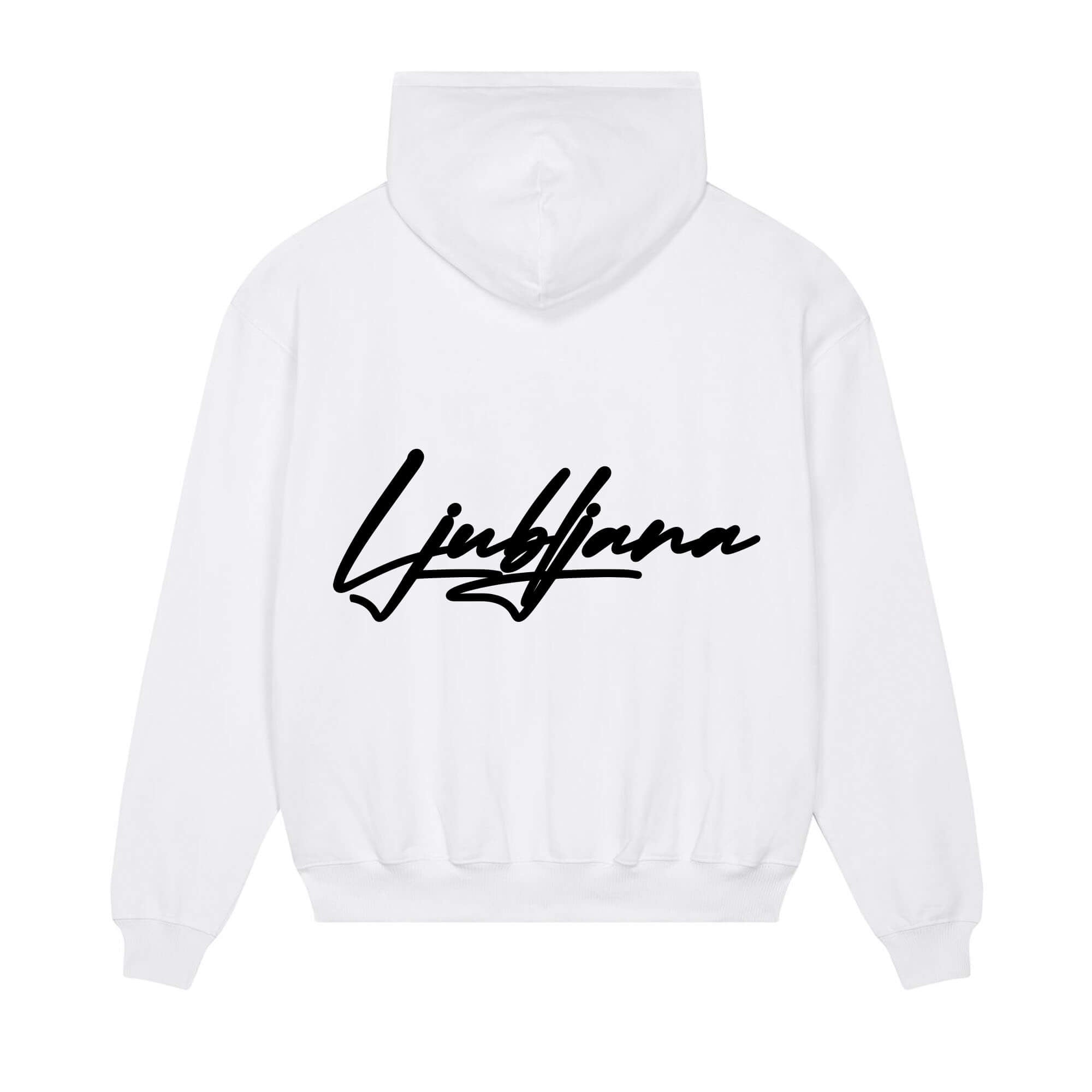 Signature back Hoodie white Ljubljana black