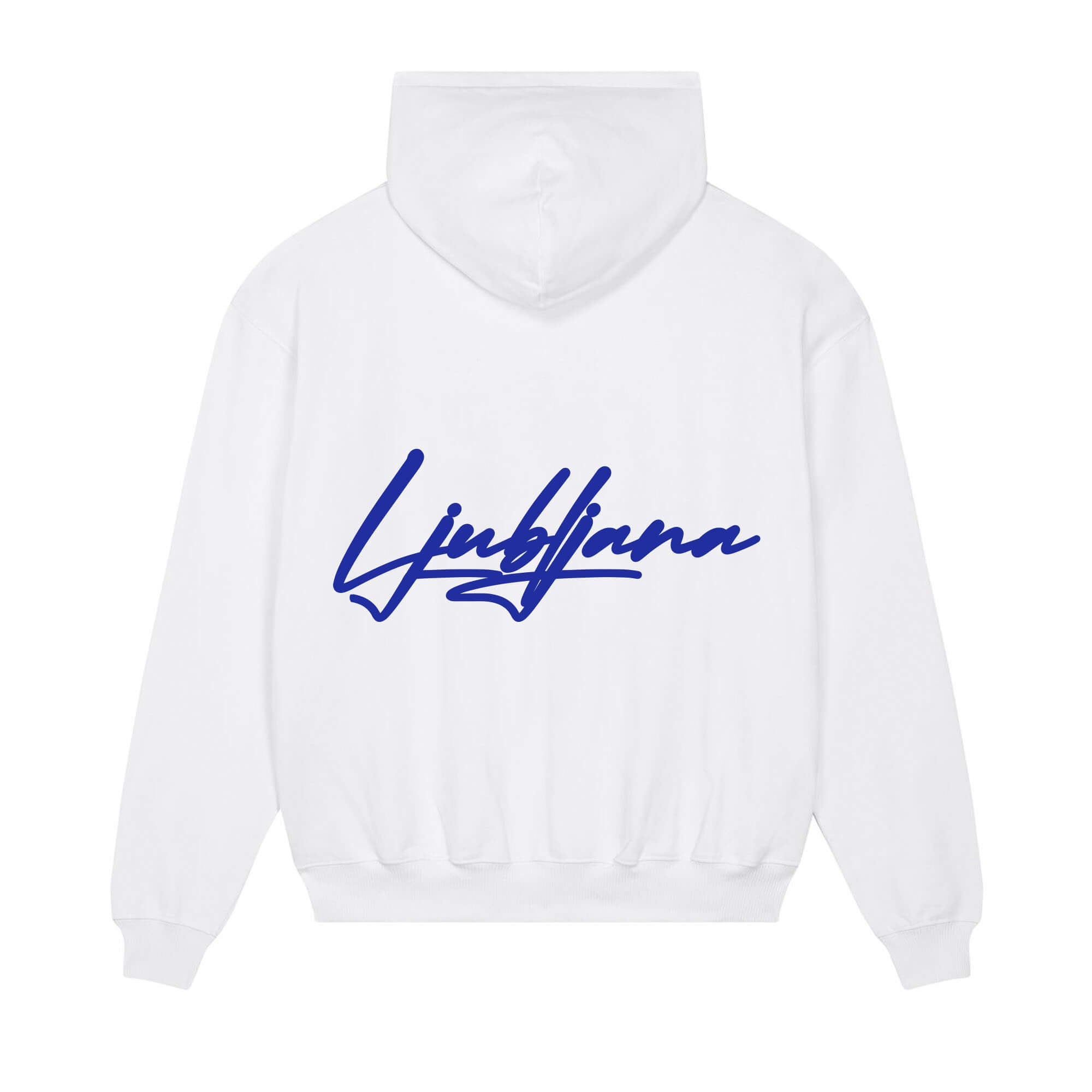Signature back Hoodie white Ljubljana blue
