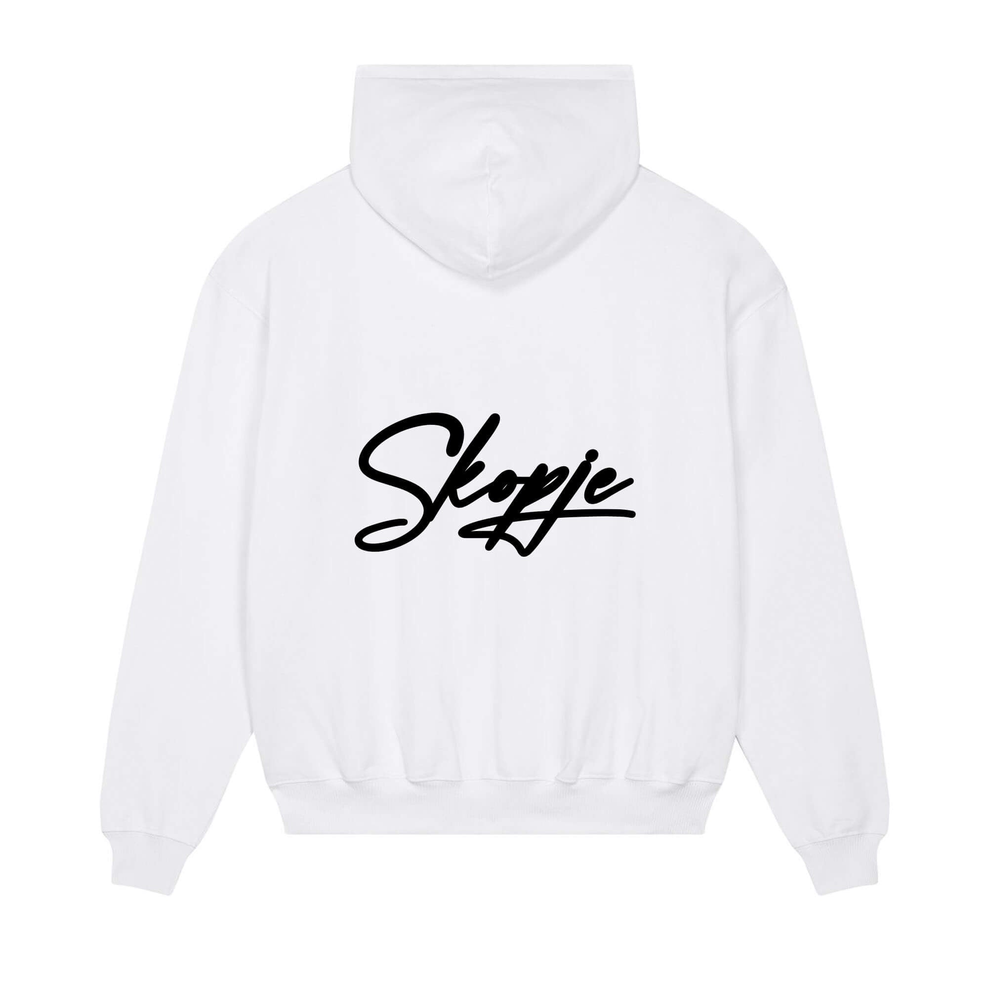 Signature back Hoodie white Skopje black