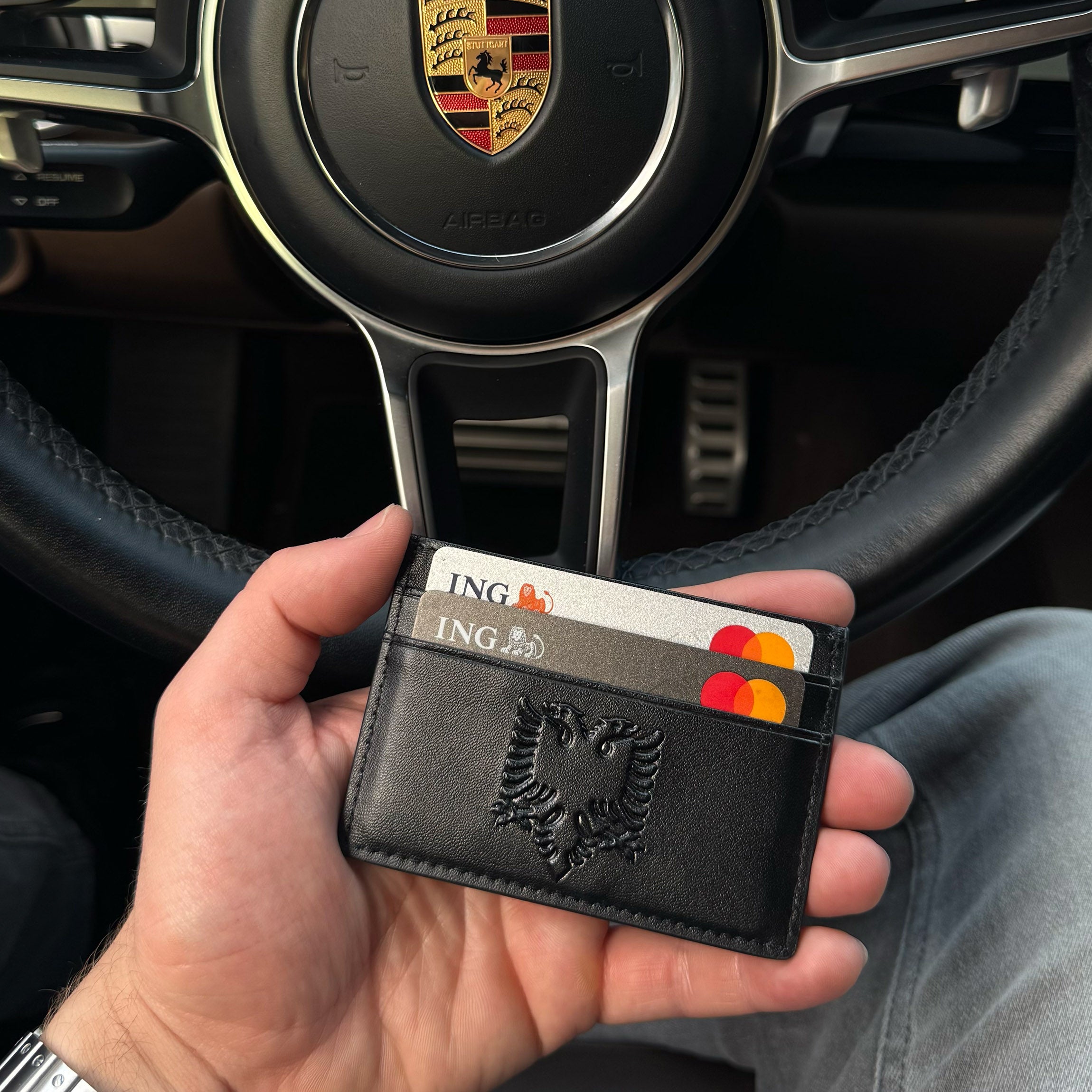 BLKN ® Albania Emblem Leather Cardholder