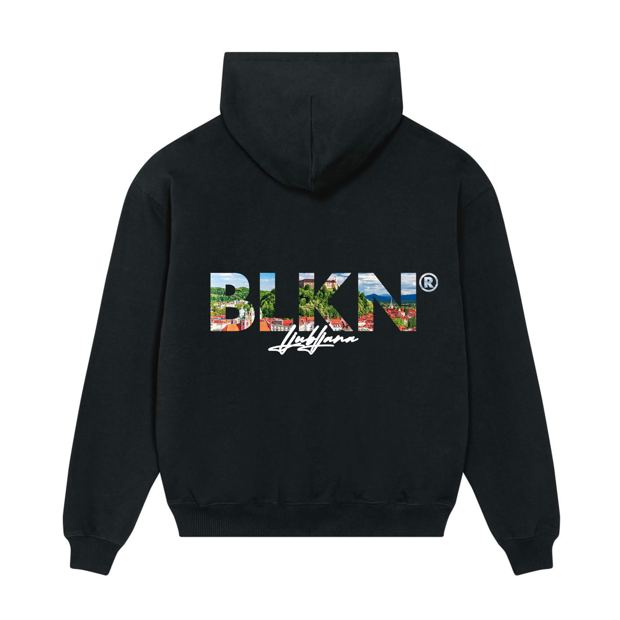 Hoodie black front ljubljana