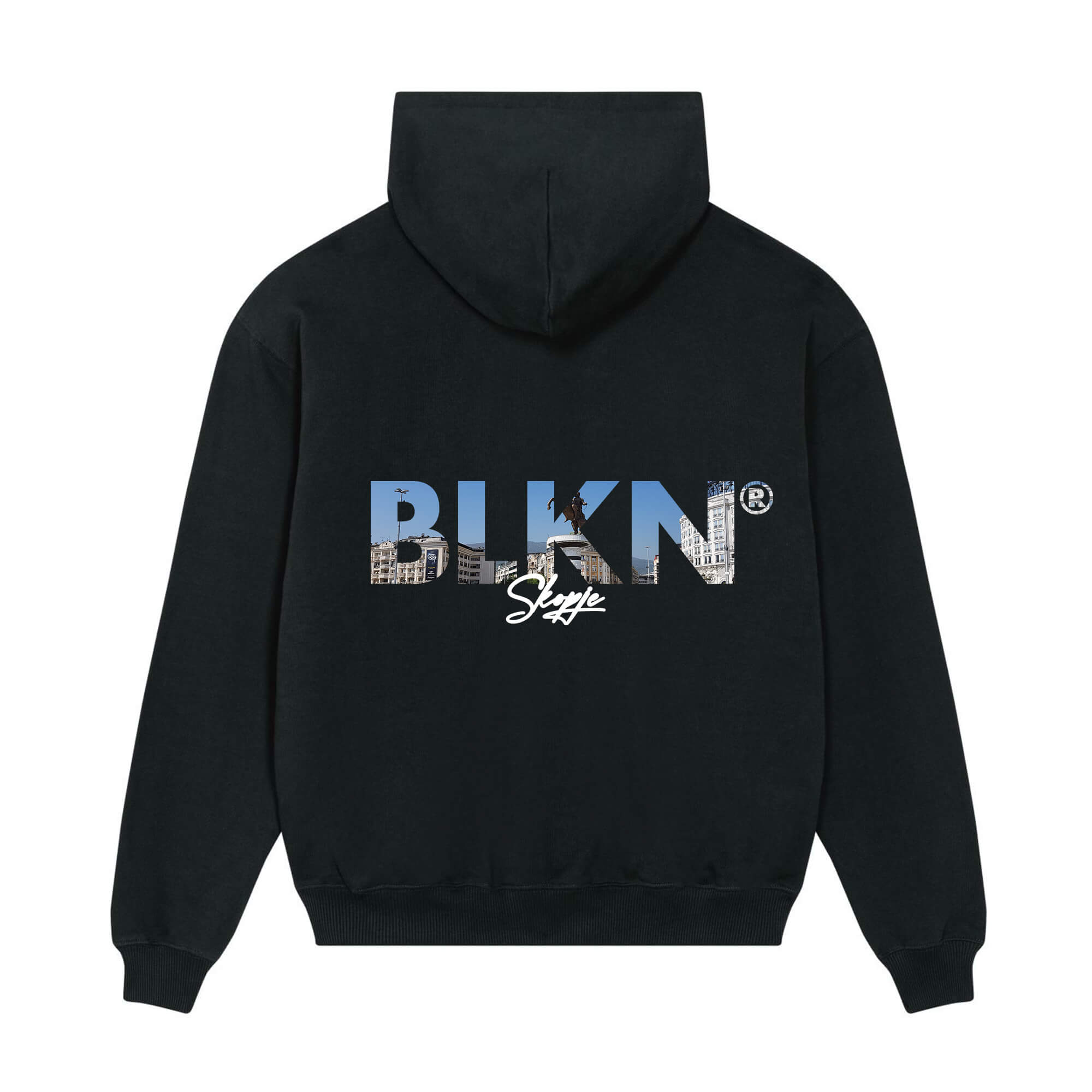 Hoodie black front skopje