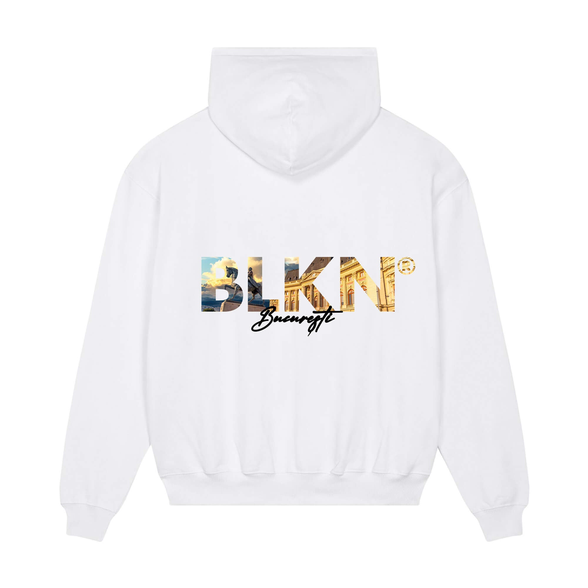 Hoodie white back bucarest