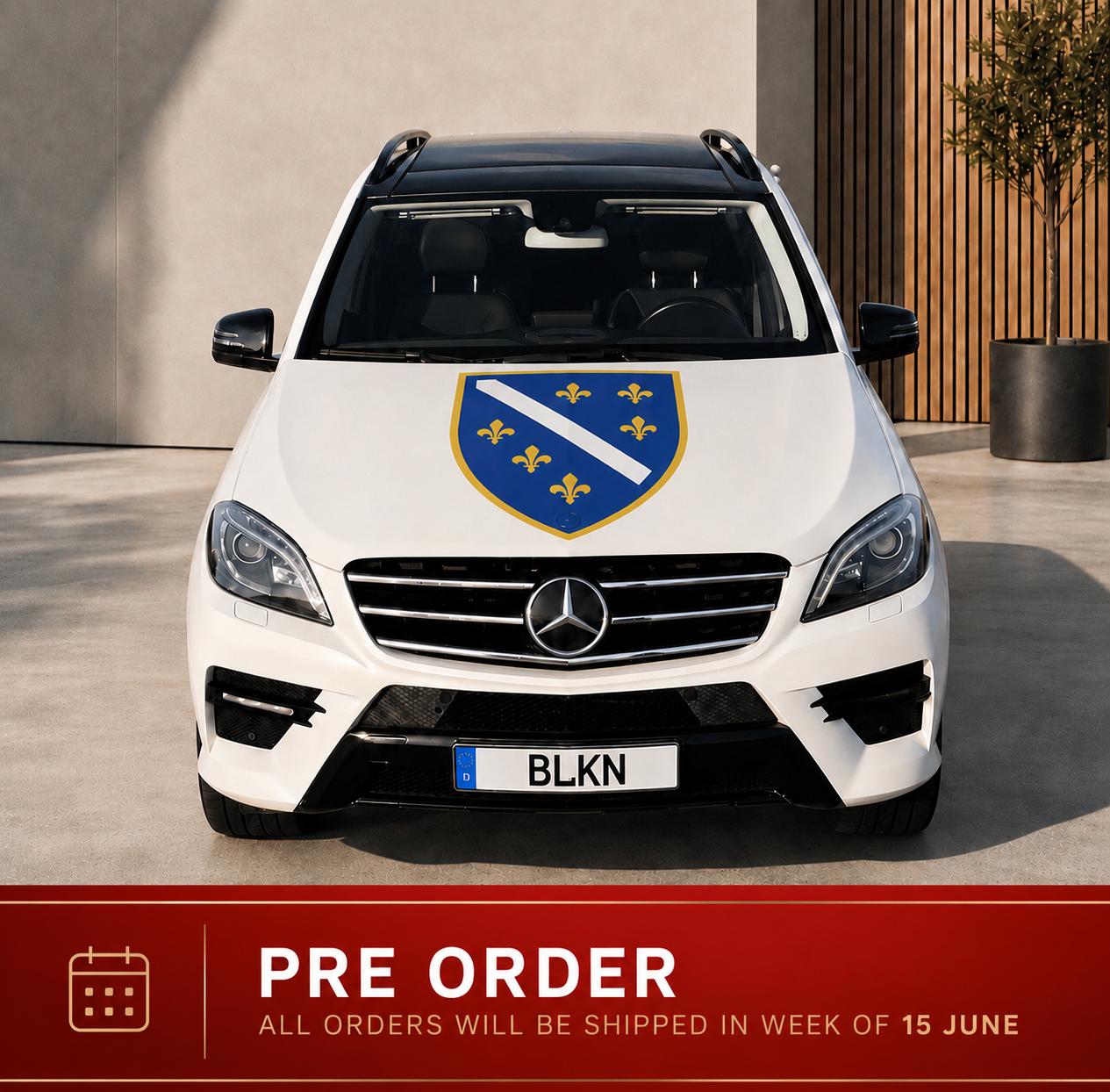 BLKN ® Bosnian Ljiljan Car Hood Flag