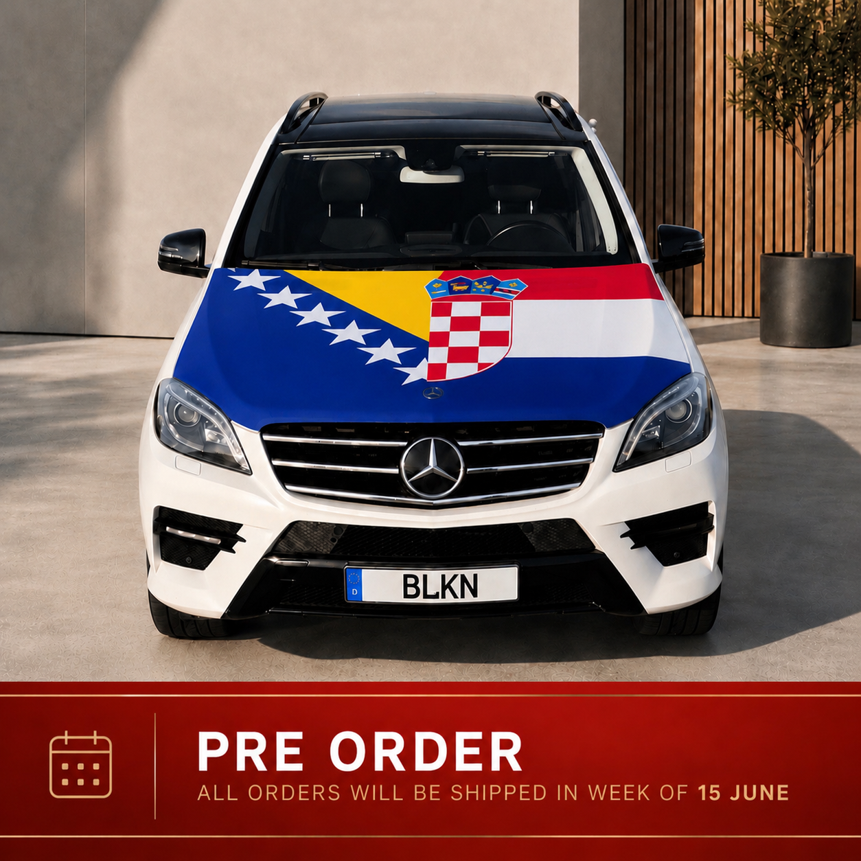 BLKN ® Bosnia & Croatia Car Hood Flag