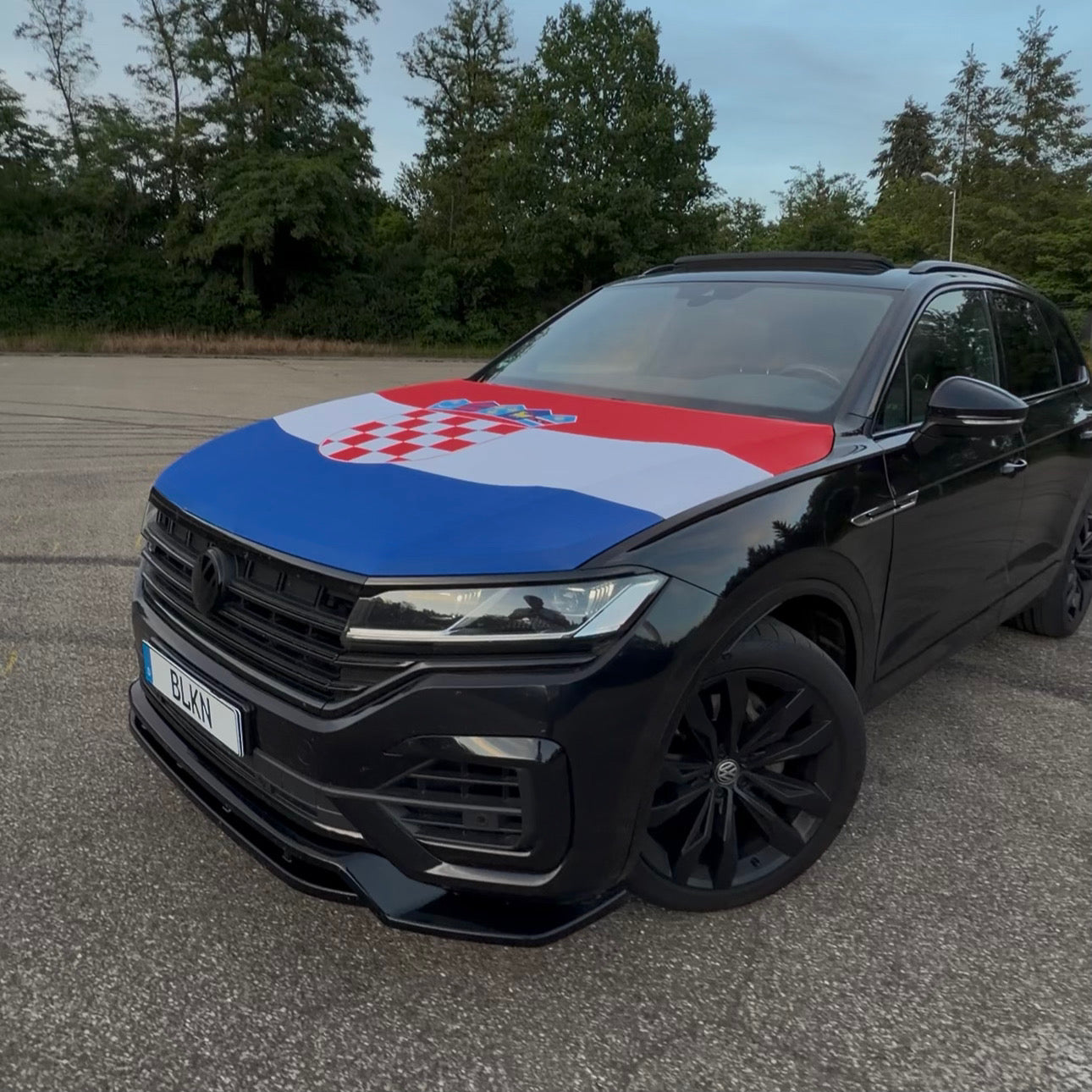 Croatian car hood flag attached to car bonnet