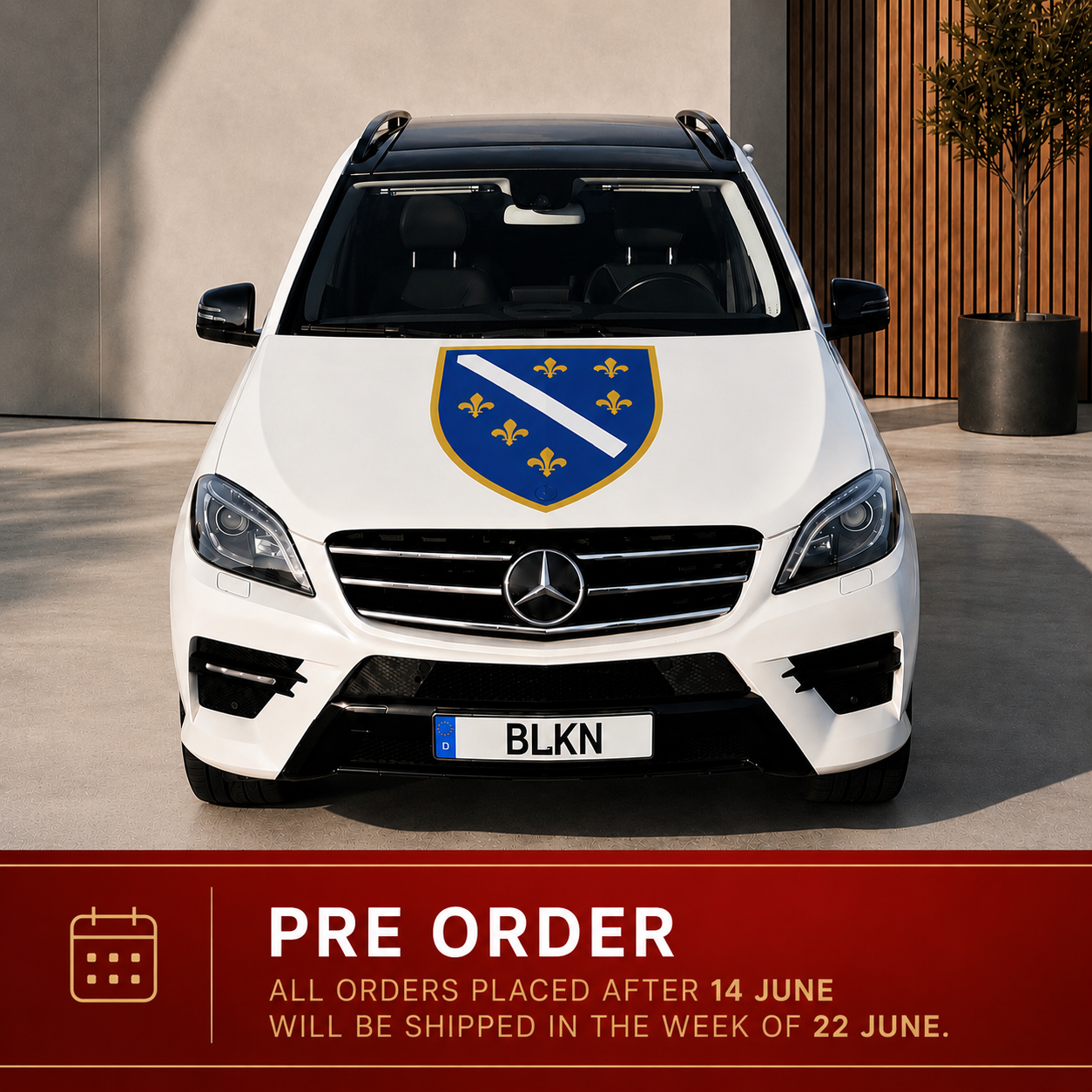 BLKN ® Bosnian Ljiljan Car Hood Flag