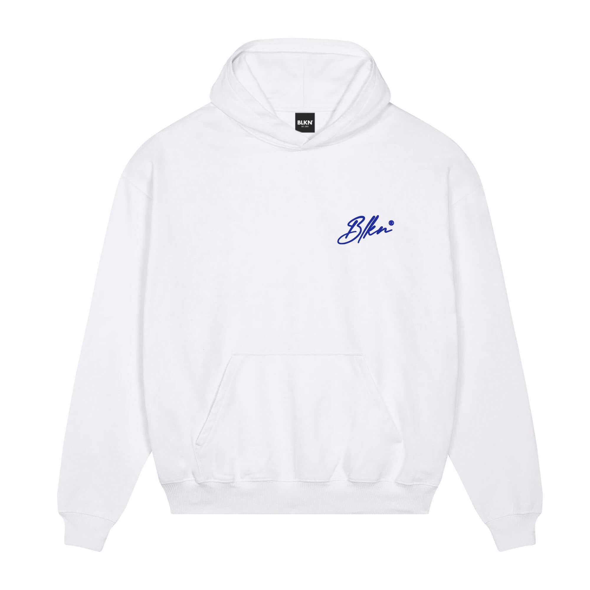 Signature Front Hoodie White Blue