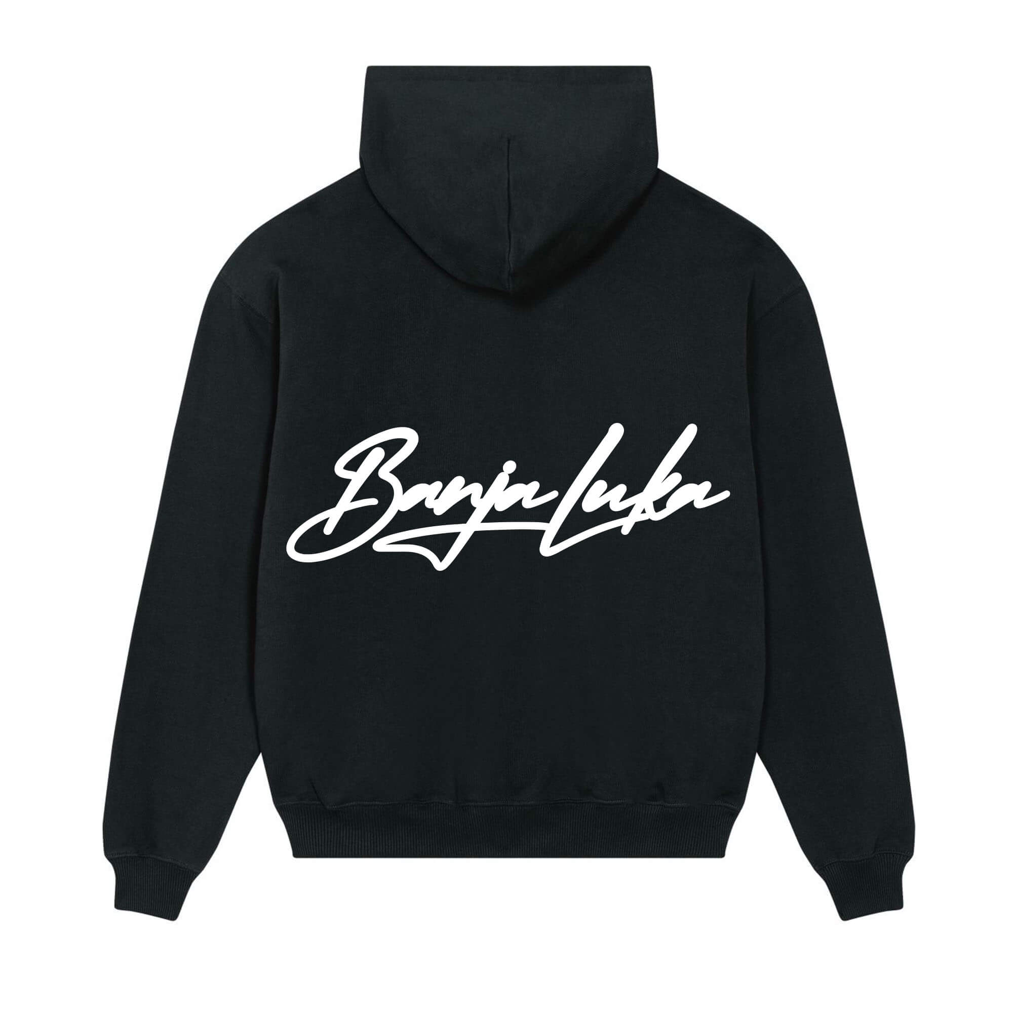 Signature back Hoodie Black BanjaLuka White