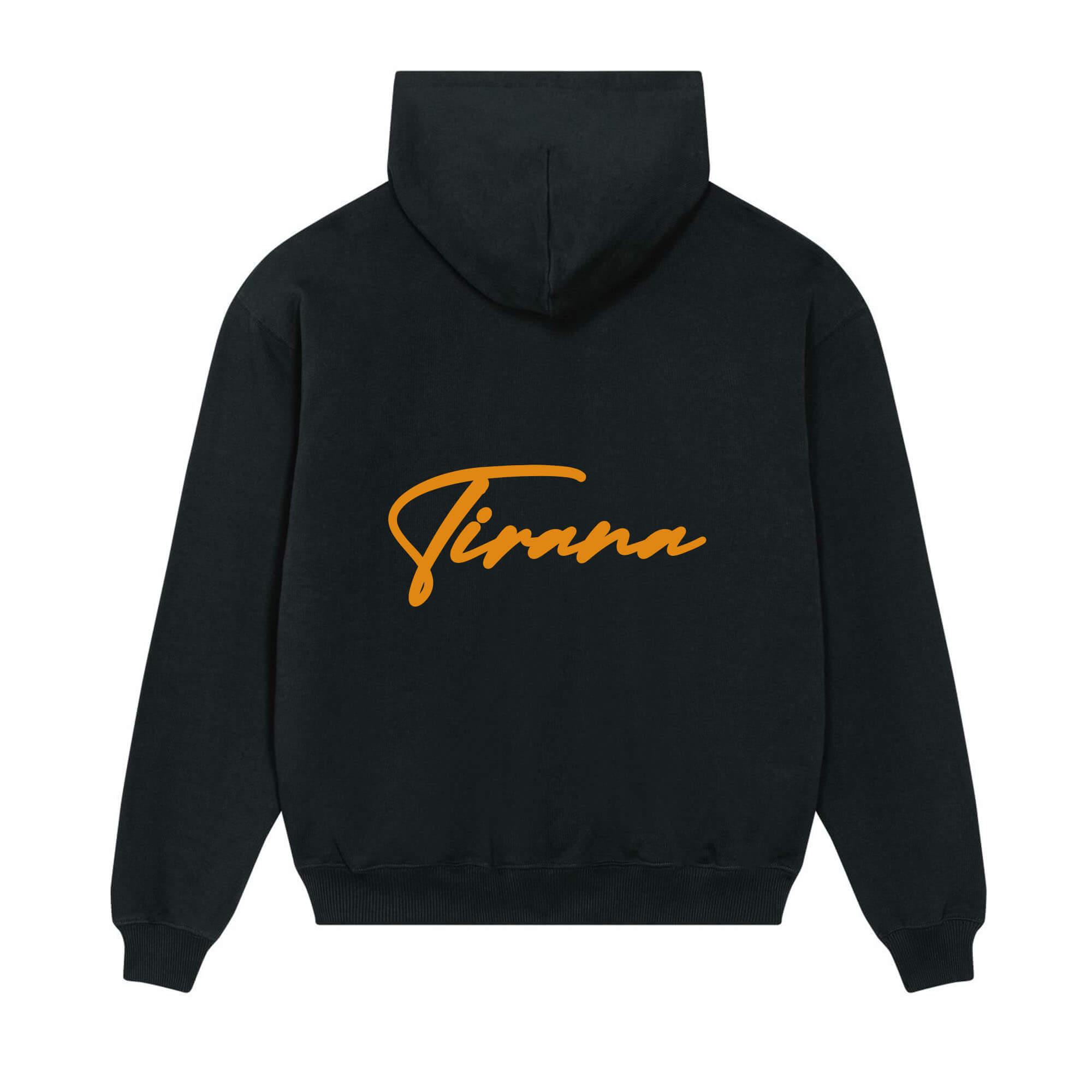 Signature back Hoodie Black Tirana orange