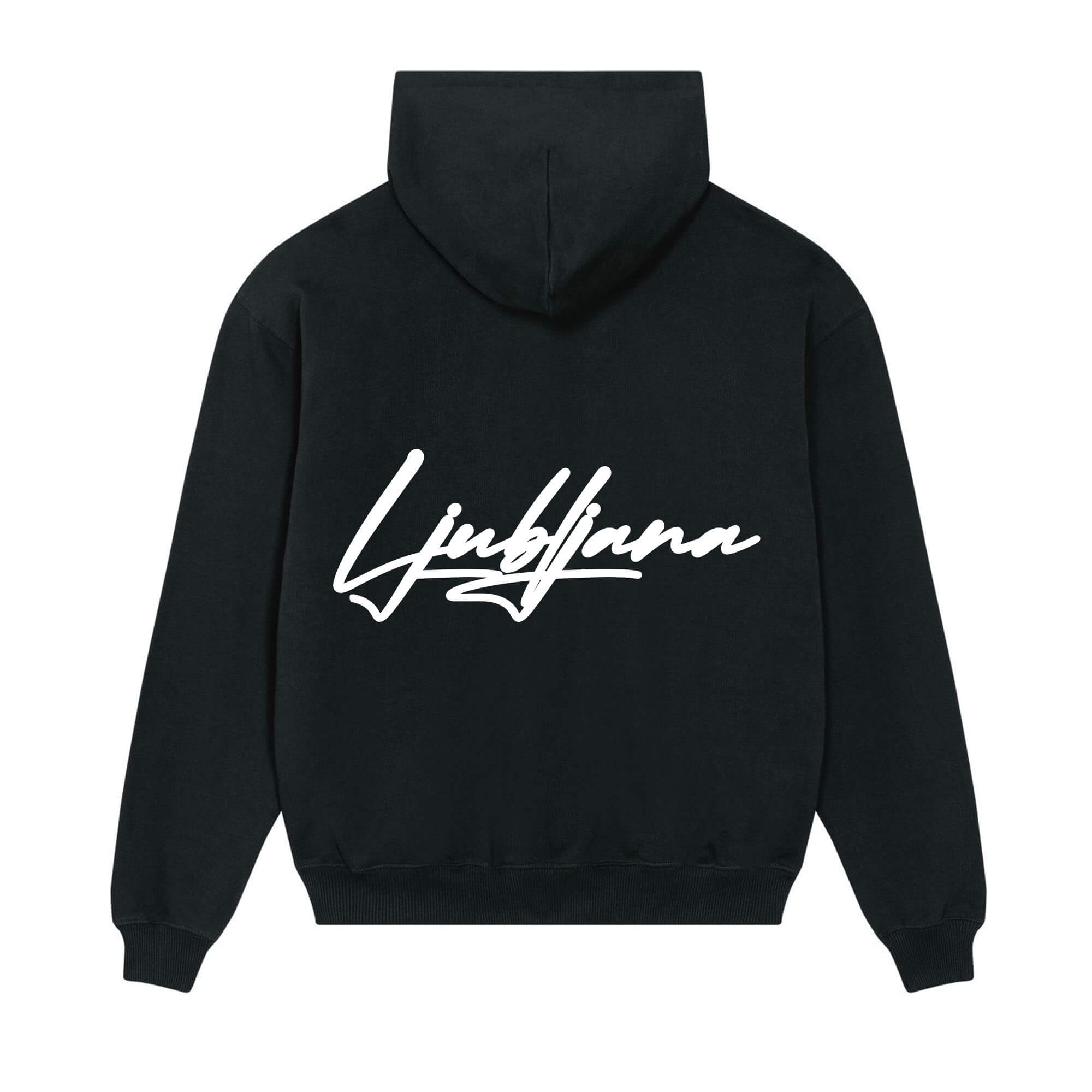 Signature back Hoodie black Ljubljana white