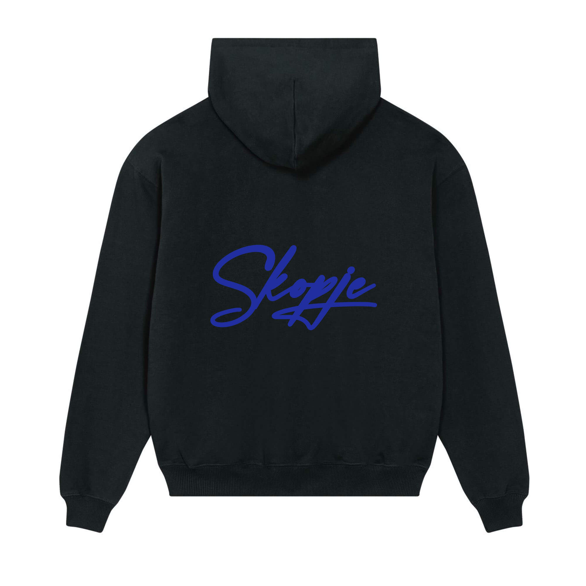 Signature back Hoodie black Skopje blue