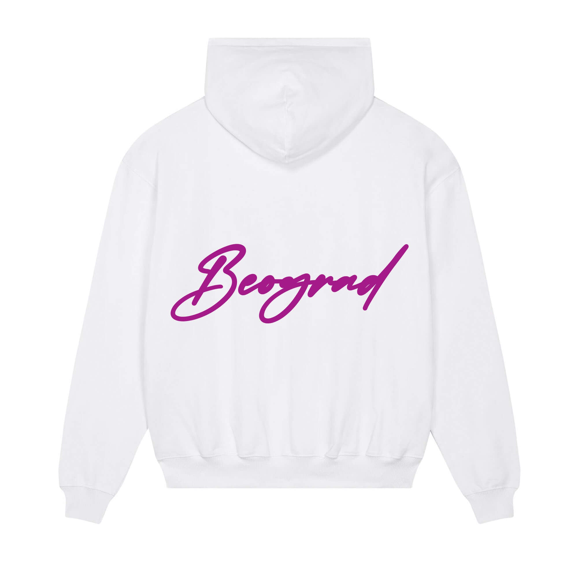 Signature back Hoodie white Beograd purple