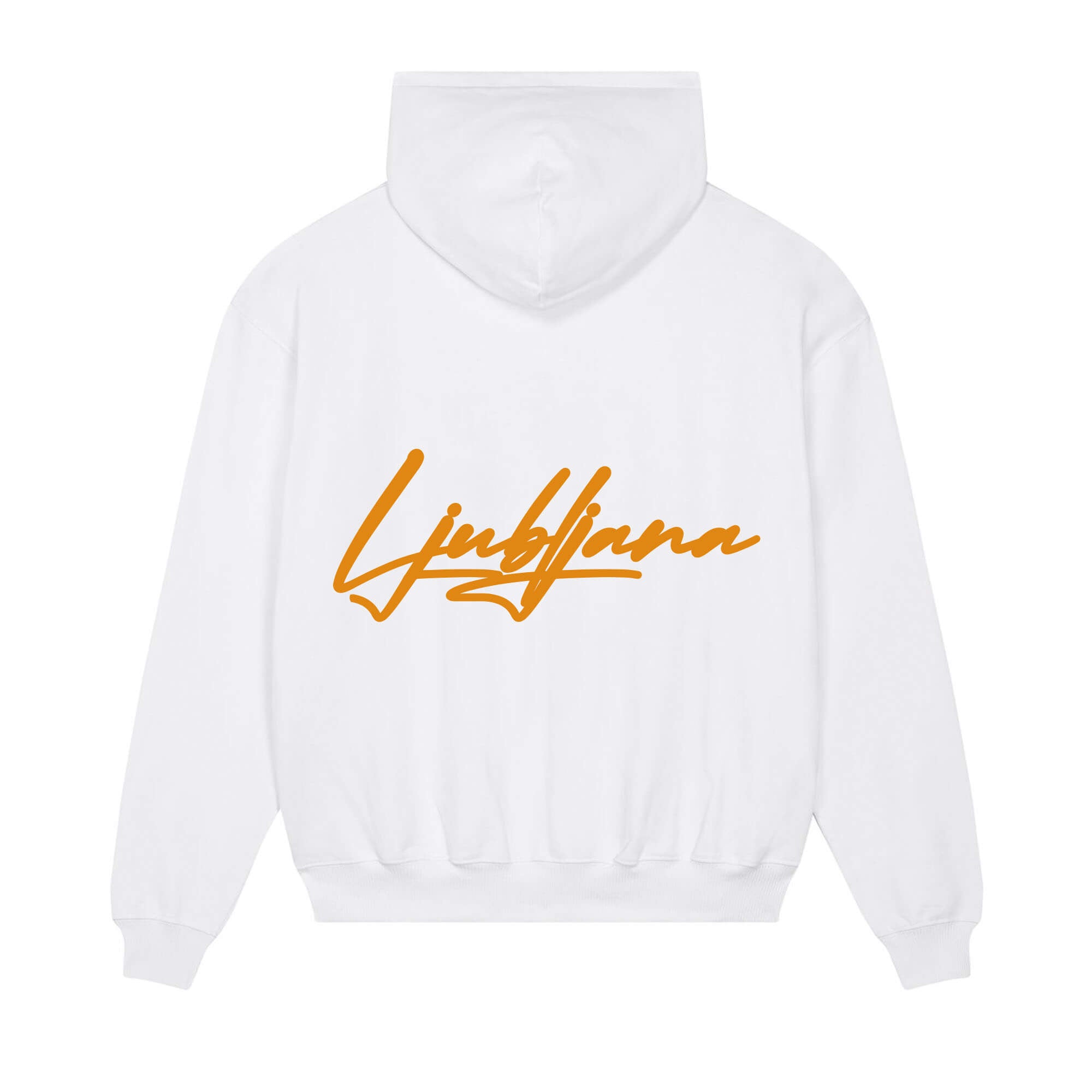 Signature back Hoodie white Ljubljana orange