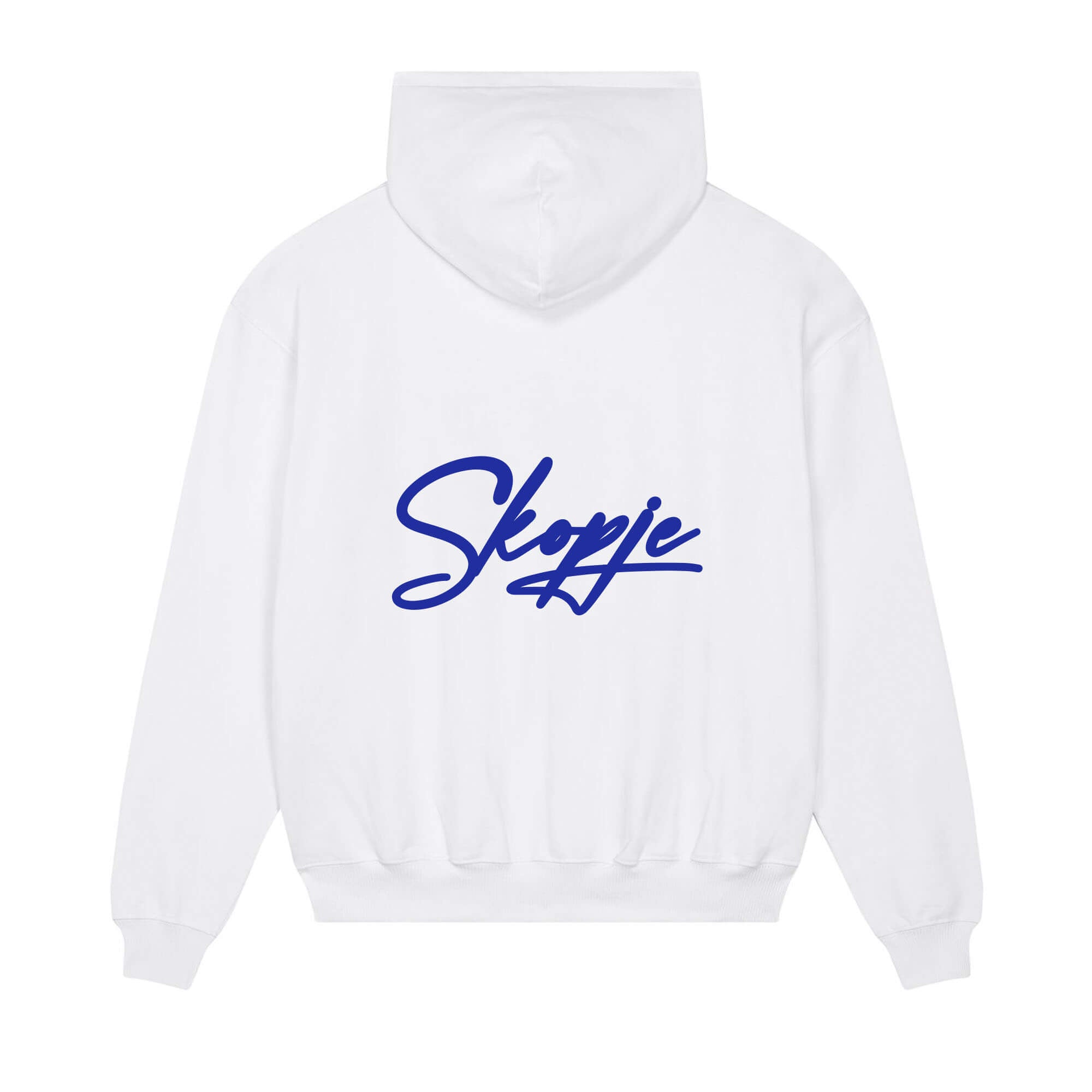 Signature back Hoodie white Skopje blue