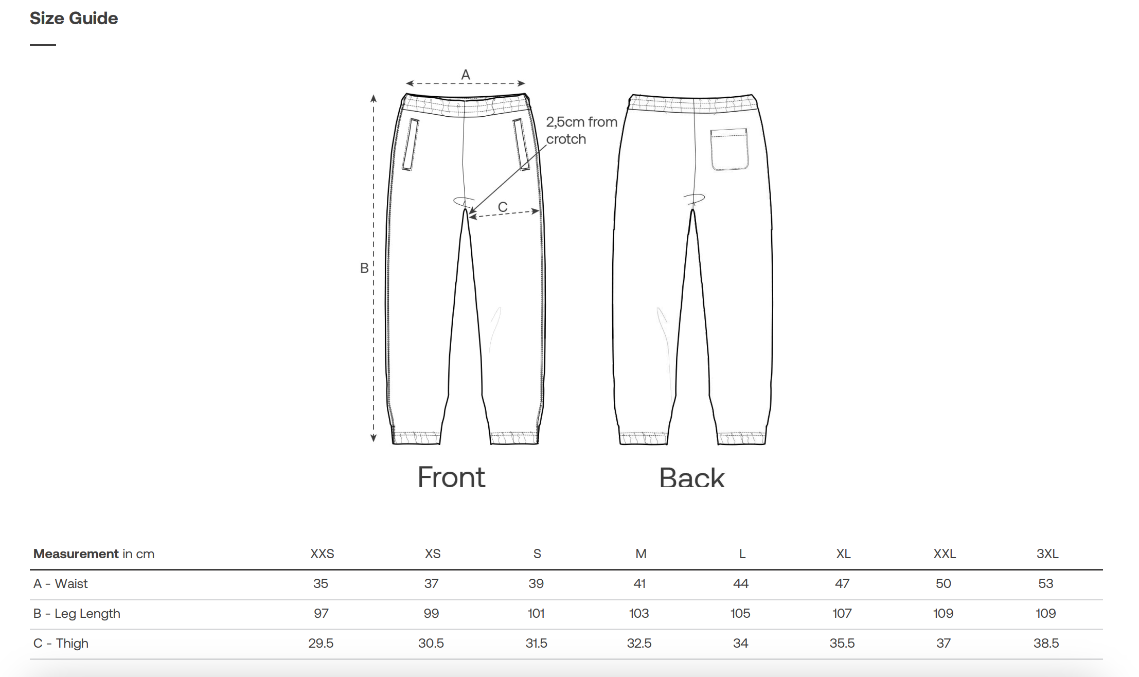 Maattabel Jammer dry